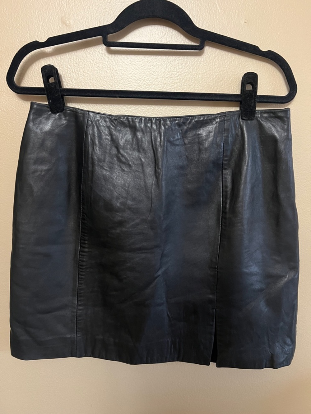Vintage Black Real Leather Mini Skirt - 12